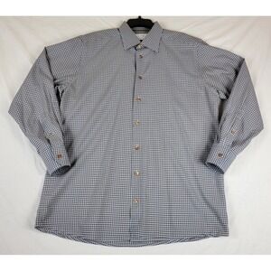 Eton Contemporary Fit Dress Shirt XL 17 43 Blue Brown Gingham Check Cotton